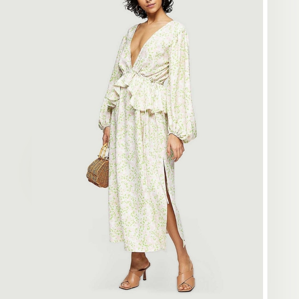 Topshop double V printed maxi